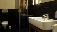 Modern bathroom in the young hotel in Hamburg