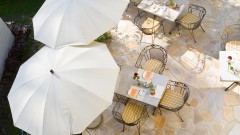 Beautiful terrace of the Hotel Rosenvilla in Salzburg